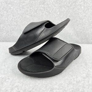 OOFOS Ooahh Mens 12 Sport Flex Slides Recovery Sandals Matte Black Comfort Slip